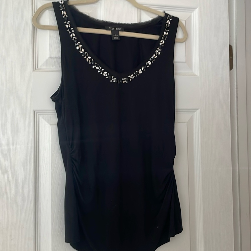 WHBM black tank with rhinestones